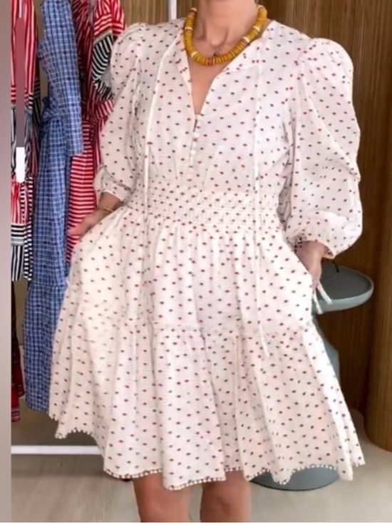 HUNTER BELL Dresses & Skirts - GUC HUNTER BELL Ellison Dress. Off White/Red Dots. Size XL. Retail price $395.